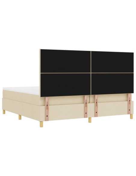 Letto Box Spring  con Materasso e Panchina Panna 200x200 cm Tessuto