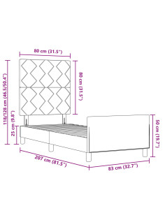 Struttura del letto con testiera Blu 80 x 200 cm Tessuto