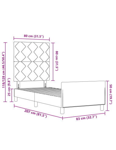 Struttura del letto con testiera Blu 80 x 200 cm Tessuto