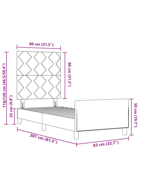 Struttura del letto con testiera Blu 80 x 200 cm Tessuto