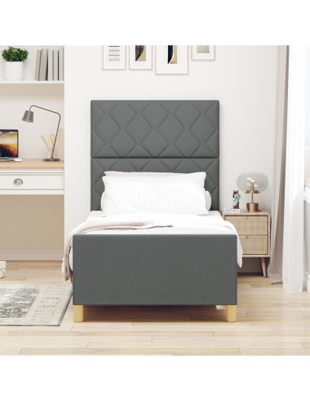Struttura del Letto Grigio Scuro 90x190 cm in Tessuto -