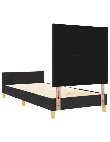 Struttura Letto  Set di 2 Nero Legno massello, tessuto 90 x 200 cm