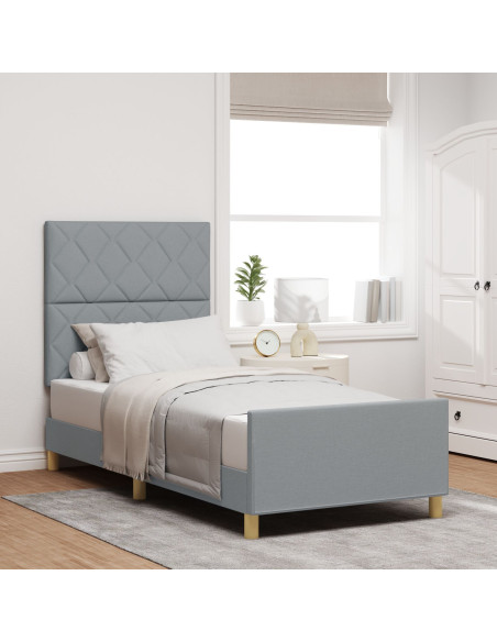 Struttura del letto Grigio chiaro 100 x 200 cm Tessuto