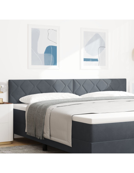 Testiera  Design a Blocchi di Diamante Grigio Scuro 200 cm in Velluto