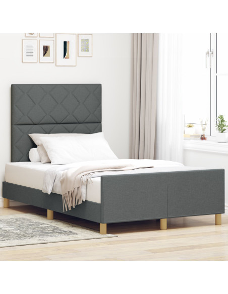 Letto in Tessuto Grigio Scuro 120x190 cm