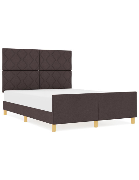 Letto Dark Brown 140x190 cm Tessuto