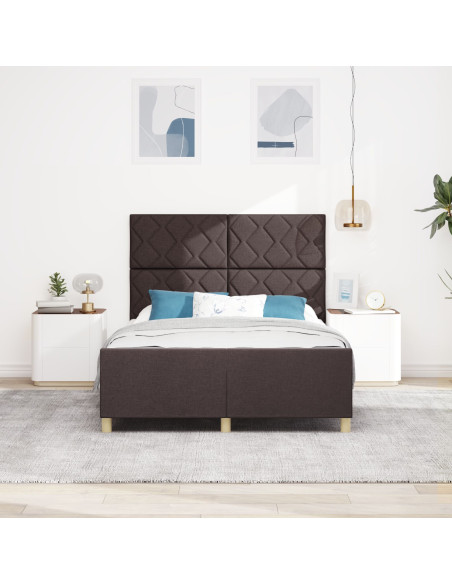 Letto Dark Brown 140x190 cm Tessuto