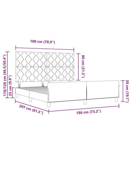 Letto  Blu 180x200 cm in Tessuto