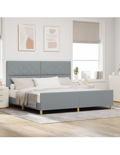 Struttura del letto Grigio chiaro 200 x 200 cm Tessuto 2