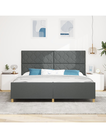 Letto  Grigio Scuro 200x200 cm in Tessuto