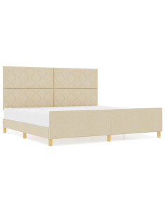 Struttura del letto con testiera Crema 200 x 200 cm Tessuto 2