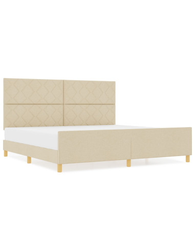 Struttura del letto con testiera Crema 200 x 200 cm Tessuto