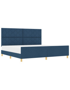 Struttura del letto con testiera Blu 200 x 200 cm Tessuto 2
