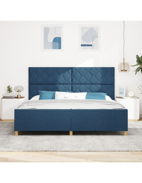 Struttura del letto con testiera Blu 200 x 200 cm Tessuto
