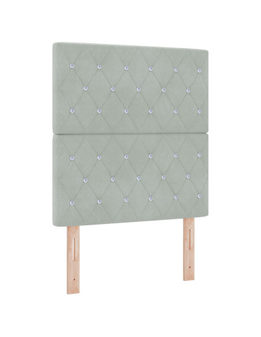 Letto a molle con testiera Grigio chiaro 80 x 200 cm Velluto