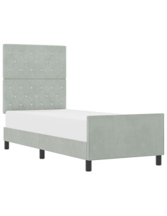 Letto a molle con testiera Grigio chiaro 80 x 200 cm Velluto 2