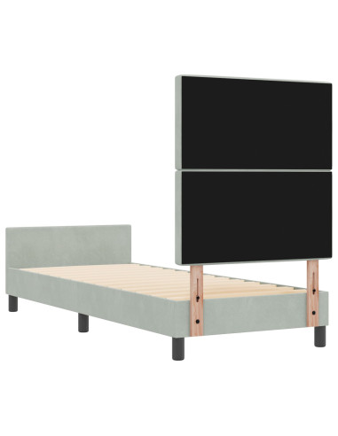 Letto a molle con testiera Grigio chiaro 80 x 200 cm Velluto