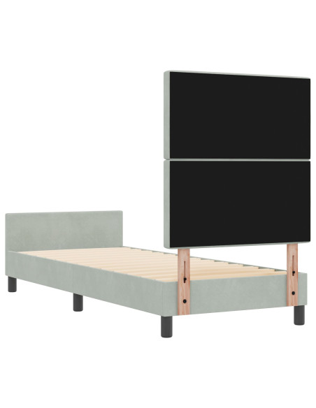 Letto a molle con testiera Grigio chiaro 80 x 200 cm Velluto