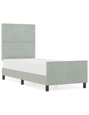 Letto a molle con testiera Grigio chiaro 80 x 200 cm Velluto