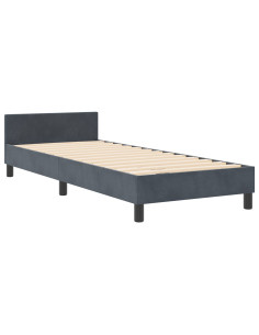 Letto a molle con testiera Grigio scuro 80 x 200 cm Velluto 2
