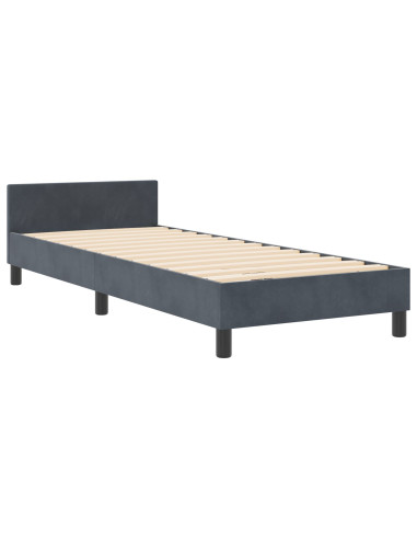 Letto a molle con testiera Grigio scuro 80 x 200 cm Velluto
