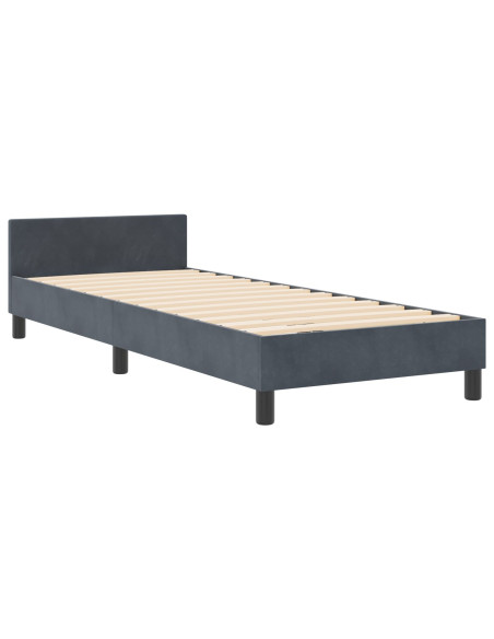 Letto a molle con testiera Grigio scuro 80 x 200 cm Velluto