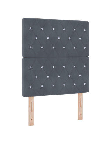 Letto a molle con testiera Grigio scuro 80 x 200 cm Velluto