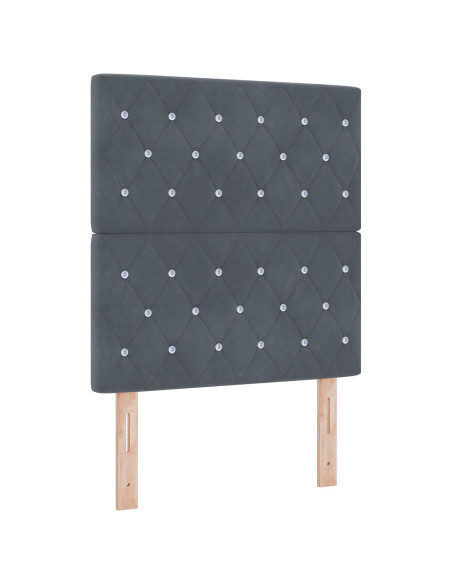 Letto a molle con testiera Grigio scuro 80 x 200 cm Velluto