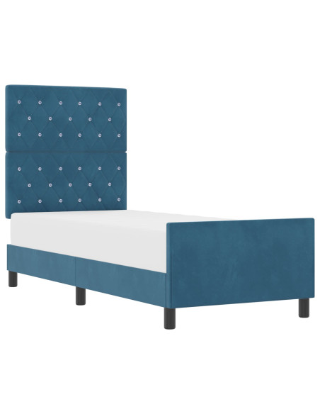Letto a molle con testiera Blu Scuro 80 x 200 cm Velluto
