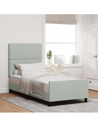 Letto a molle con testiera Grigio chiaro 100 x 200 cm Velluto