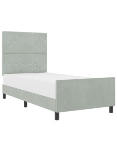 Letto a molle con testiera Grigio chiaro 100 x 200 cm Velluto 2