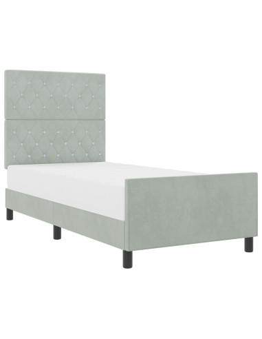 Letto a molle con testiera Grigio chiaro 100 x 200 cm Velluto