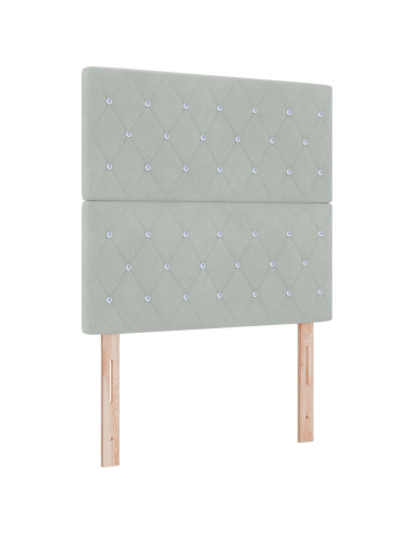 Letto a molle con testiera Grigio chiaro 100 x 200 cm Velluto