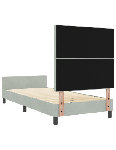 Letto a molle con testiera Grigio chiaro 100 x 200 cm Velluto
