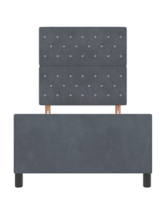 Letto a molle con testiera Grigio scuro 100 x 200 cm Velluto