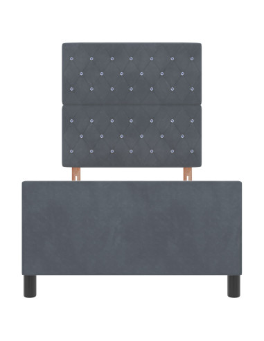 Letto a molle con testiera Grigio scuro 100 x 200 cm Velluto