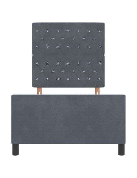 Letto a molle con testiera Grigio scuro 100 x 200 cm Velluto