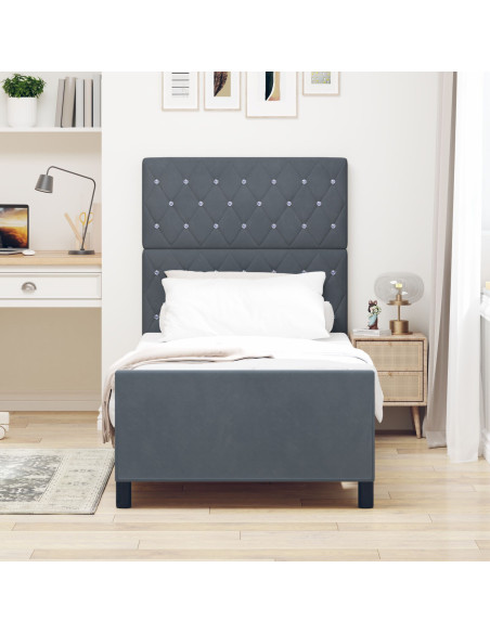 Letto Dark Grey 100x200 cm Velluto