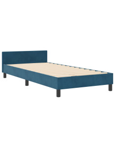 Letto a molle con testiera Blu Scuro 100 x 200 cm Velluto