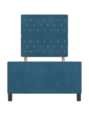 Letto a molle con testiera Blu Scuro 100 x 200 cm Velluto