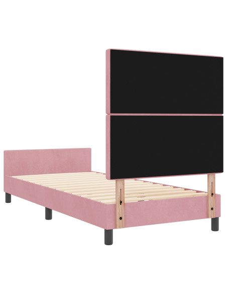 Letto a molle con testiera Rosa 100 x 200 cm Velluto