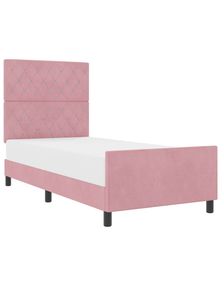 Letto a molle con testiera Rosa 100 x 200 cm Velluto