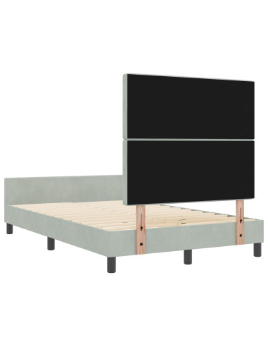Letto a molle con testiera Grigio chiaro 120 x 200 cm Velluto