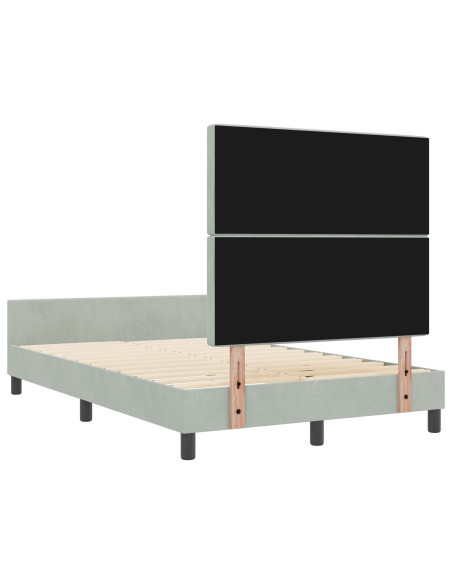 Letto a molle con testiera Grigio chiaro 120 x 200 cm Velluto
