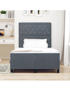 Letto a molle con testiera Grigio scuro 120 x 200 cm Velluto