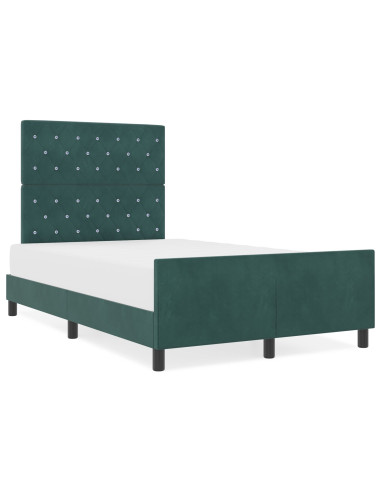 Letto a molle con testiera Verde Scuro 120 x 200 cm Velluto