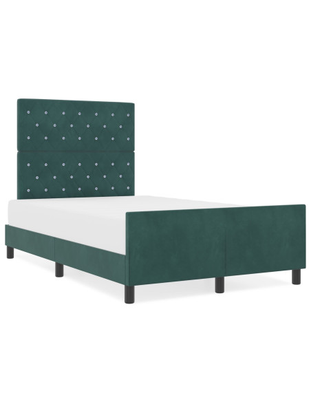 Letto a molle con testiera Verde Scuro 120 x 200 cm Velluto