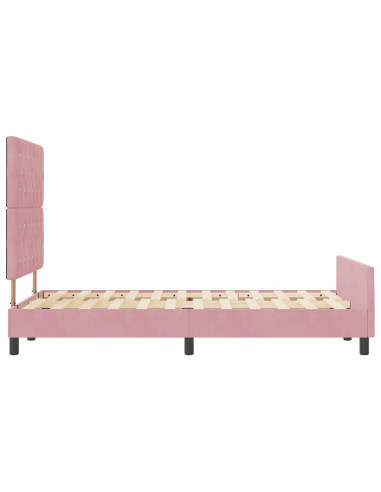 Letto a molle con testiera Rosa 120 x 200 cm Velluto