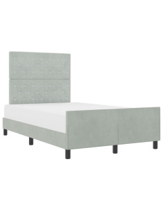 Letto a molle con testiera Grigio chiaro 120 x 200 cm Velluto