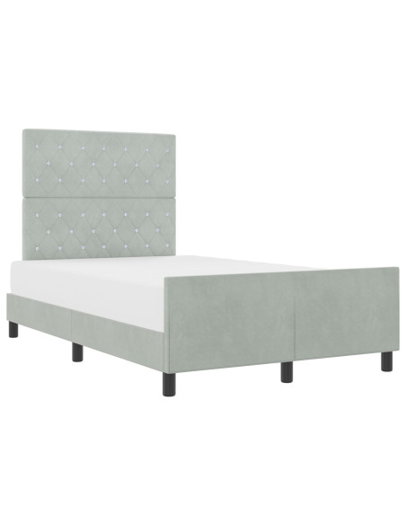Letto a molle con testiera Grigio chiaro 120 x 200 cm Velluto